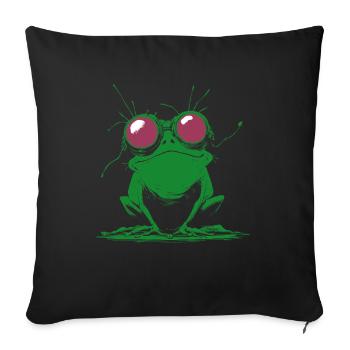 Grenouille - Amphibien Dessin Animé Steampunk - Housse de coussin décorative 45 x 45 cm - noir - Devant