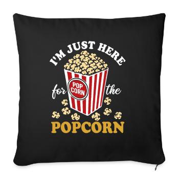 Je suis juste ici pour le pop-corn - croustillant et délicieux - Housse de coussin décorative 45 x 45 cm - noir - Devant