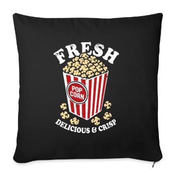Popcorn frais - croustillant, délicieux - Cadeau - Housse de coussin décorative 45 x 45 cm - noir - Devant