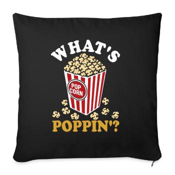 Qu’est-ce qui saute ? Pop-corn frais - croustillant - Housse de coussin décorative 45 x 45 cm - noir - Devant