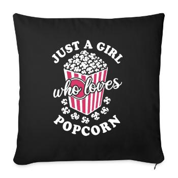 Juste une fille qui aime le pop-corn - croustillant et délicieux - Housse de coussin décorative 45 x 45 cm - noir - Devant
