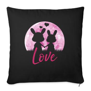 Bunny love - Cadeau de la Saint-Valentin - Housse de coussin décorative 45 x 45 cm - noir - Devant