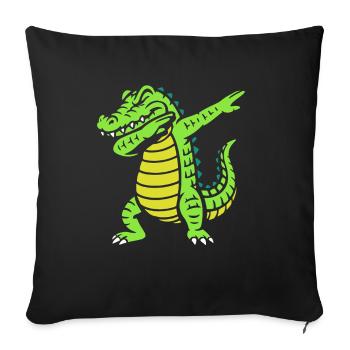 Alligator dabbing - crocodile - gift - Sofa pillowcase 17,3'' x 17,3'' (45 x 45 cm) - black - Front