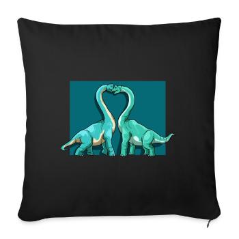 Brachiosaurus Dinosaurier Herz Paar Liebe - Sofakissenbezug 45 x 45 cm - Schwarz - Vorne