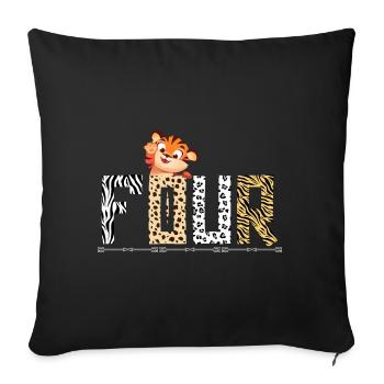 Tiger Birthday Zoo Tiger 4 years old - Sofa pillowcase 17,3'' x 17,3'' (45 x 45 cm) - black - Front