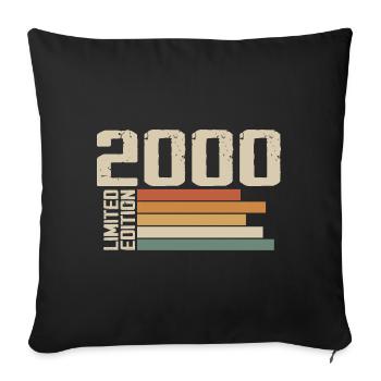 2000 Vintage - Retro 2000 Geburtstagsgeschenk 2000 - Sofakissenbezug 45 x 45 cm - Schwarz - Vorne