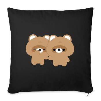 Couple de castors - Housse de coussin décorative 45 x 45 cm - noir - Devant