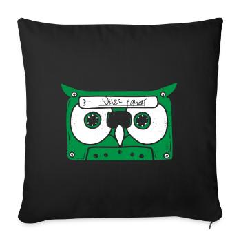 Owl Cassette music - Sofa pillowcase 17,3'' x 17,3'' (45 x 45 cm) - black - Front