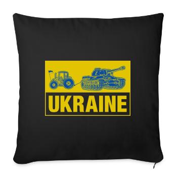 Un agriculteur ukrainien vole un char russe à l’aide d’un tracteur - Housse de coussin décorative 45 x 45 cm - noir - Devant