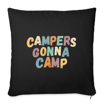Campers going to camp! vintage retro light - Sofa pillowcase 17,3'' x 17,3'' (45 x 45 cm) - black - Front