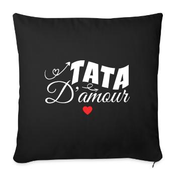 Tata D'amour - Housse de coussin décorative 45 x 45 cm - noir - Devant