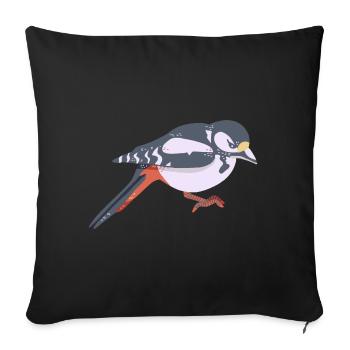 Great spotted woodpecker - Sofa pillowcase 17,3'' x 17,3'' (45 x 45 cm) - black - Front