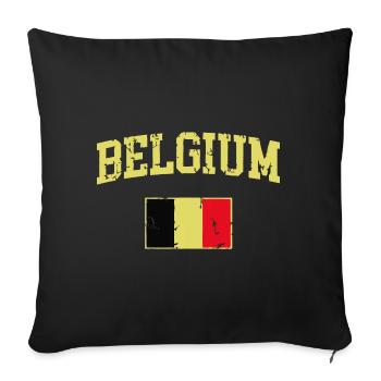 Vintage Drapeau Belgique Rétro Belge - Housse de coussin décorative 45 x 45 cm - noir - Devant