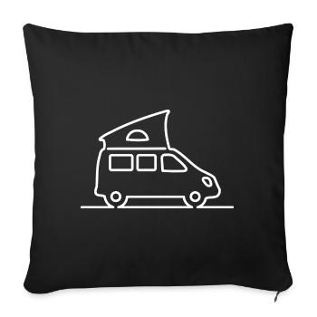 Campingbus - Kontur Weiß - Sofakissenbezug 45 x 45 cm - Schwarz - Vorne