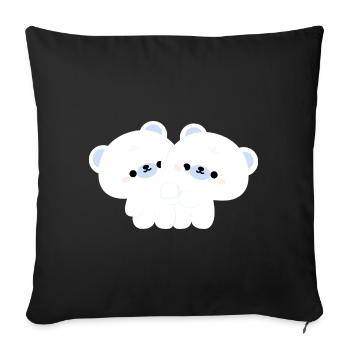 Couple d’ours polaires - Housse de coussin décorative 45 x 45 cm - noir - Devant