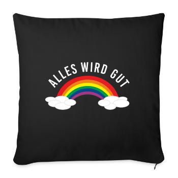 Alles wird gut Regenbogen zuhause Corona Virus - Sofakissenbezug 45 x 45 cm - Schwarz - Vorne