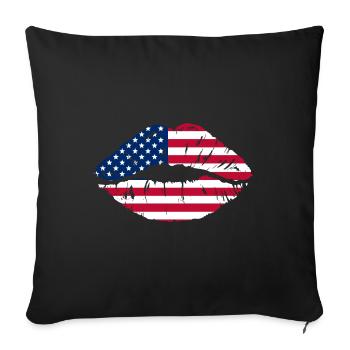 USA flag mouth - Sofa pillowcase 17,3'' x 17,3'' (45 x 45 cm) - black - Front