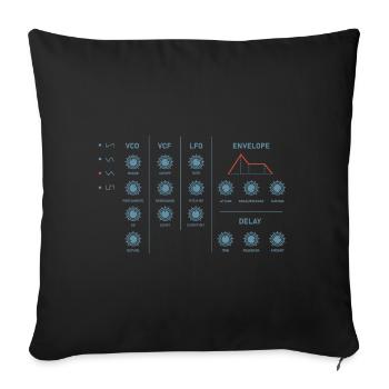 Envelope synthesizer music musician keyboard - Sofa pillowcase 17,3'' x 17,3'' (45 x 45 cm) - black - Front