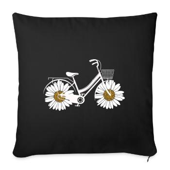 Daisy Bike Femmes Vélo de fleurs de jardin - Housse de coussin décorative 45 x 45 cm - noir - Devant