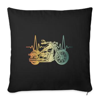 Heartbeat Motorcycle Chopper - Sofa pillowcase 17,3'' x 17,3'' (45 x 45 cm) - black - Front