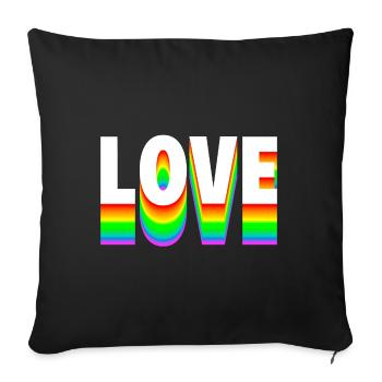Love Text Arc-en-ciel - Housse de coussin décorative 45 x 45 cm - noir - Devant