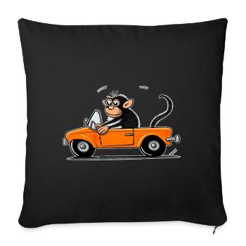 Lustiger Affe im Auto für Kinder - Sofakissenbezug 45 x 45 cm - Schwarz - Vorne