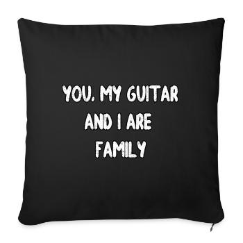 Ma guitare est ma famille - Housse de coussin décorative 45 x 45 cm - noir - Devant
