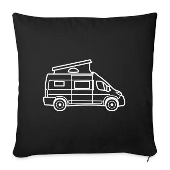 Van / Camper Van with Pop-Up Roof - White - Sofa pillowcase 17,3'' x 17,3'' (45 x 45 cm) - black - Front