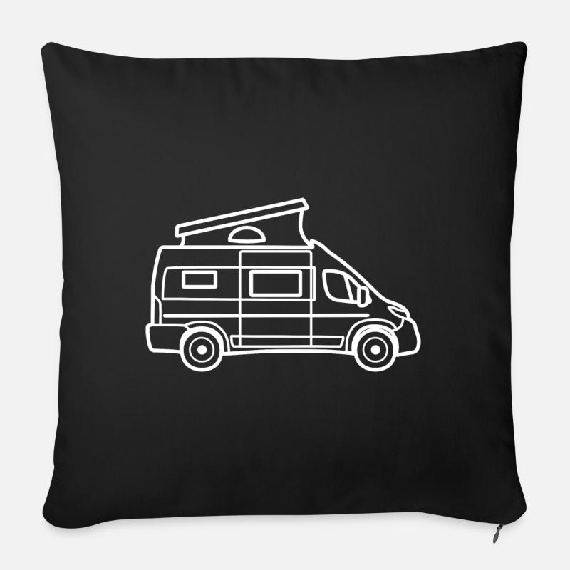 Kastenwagen / Camper Van mit Aufstelldach - Weiß - Sofakissenbezug 45 x 45 cm - Schwarz