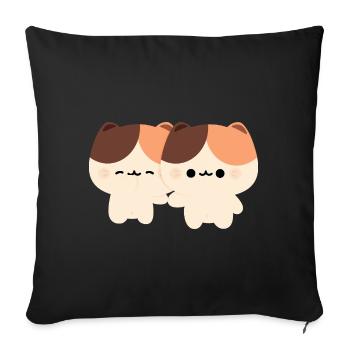 Couple de chats Tortie - Housse de coussin décorative 45 x 45 cm - noir - Devant