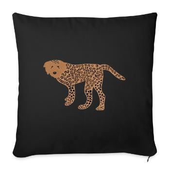 Chien avec motif léopard, caniche, drôle, fou - Housse de coussin décorative 45 x 45 cm - noir - Devant