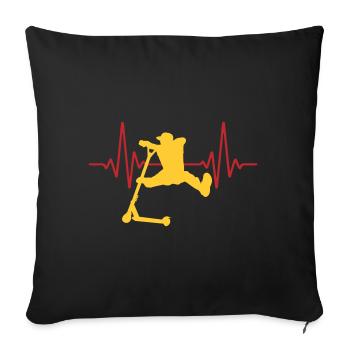 Cascade de rouleaux de scooter Heartbeat | Les couleurs peuvent être changées - Housse de coussin décorative 45 x 45 cm - noir - Devant