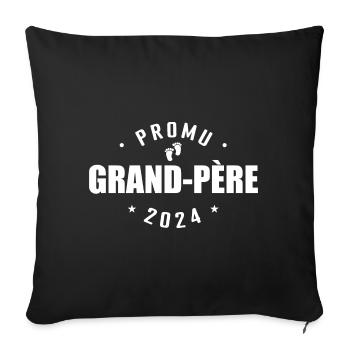 Promu Grand-père 2024 Cadeau Naissance Papy 2024 - Housse de coussin décorative 45 x 45 cm - noir - Devant