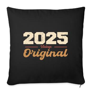 2025 Vintage Anniversaire Rétro Cadeau 2025 - Housse de coussin décorative 45 x 45 cm - noir - Devant