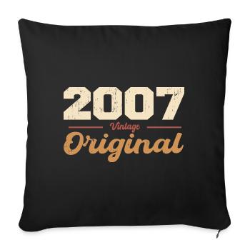 2007 Vintage Anniversaire Rétro Cadeau 2007 - Housse de coussin décorative 45 x 45 cm - noir - Devant