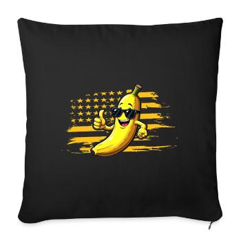 Graphic Bananas Proud Retro USA Flag Bananas Lover - Housse de coussin décorative 45 x 45 cm - noir - Devant
