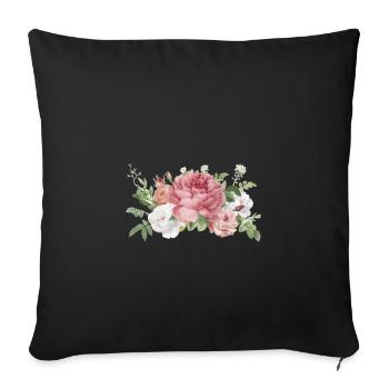 Flowers roses peony bouquet spring - Sofa pillowcase 17,3'' x 17,3'' (45 x 45 cm) - black - Front