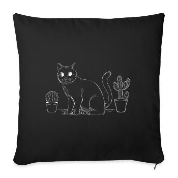 Plant Cat Lover Femmes Chats - Housse de coussin décorative 45 x 45 cm - noir - Devant