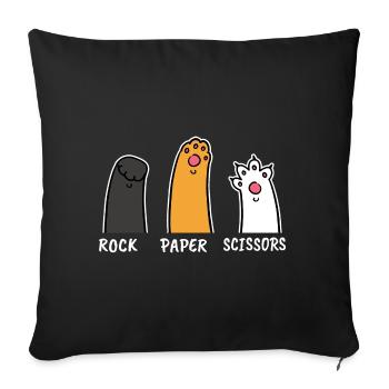Rock Paper Scissors Cat Propriétaire Cat Funny - Housse de coussin décorative 45 x 45 cm - noir - Devant