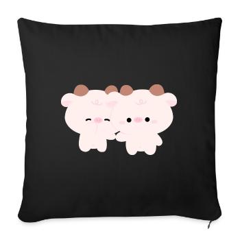 Couple de vaches - Housse de coussin décorative 45 x 45 cm - noir - Devant