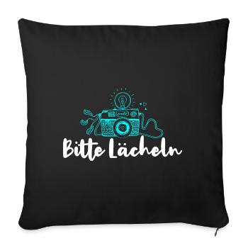 Bitte Lächeln Kamera Fotografieren - Sofakissenbezug 45 x 45 cm - Schwarz - Vorne