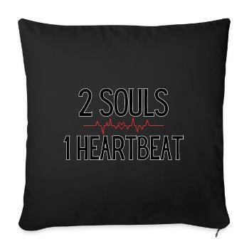 2 Souls, 1 Heartbeat, Love & Relationship - Sofa pillowcase 17,3'' x 17,3'' (45 x 45 cm) - black - Front