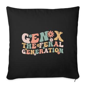 Gen X The Feral Generation Funny Generation X - Housse de coussin décorative 45 x 45 cm - noir - Devant