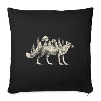 Fox Forest Silhouette Hiking Nature Animal - Sofa pillowcase 17,3'' x 17,3'' (45 x 45 cm) - black - Front