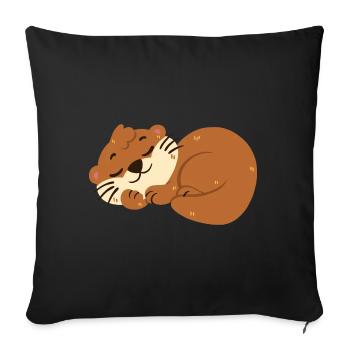 Otter sleeps - Sofa pillowcase 17,3'' x 17,3'' (45 x 45 cm) - black - Front