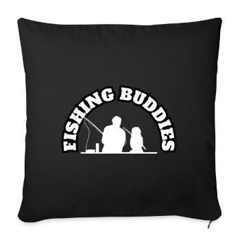 Copains De Pêche Papa Avec Fille Blanc - Housse de coussin décorative 45 x 45 cm - noir - Devant