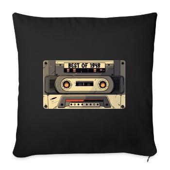 Best of 1948 - Cassette 1948 - Born In 1948 Gift - Sofa pillowcase 17,3'' x 17,3'' (45 x 45 cm) - black - Front