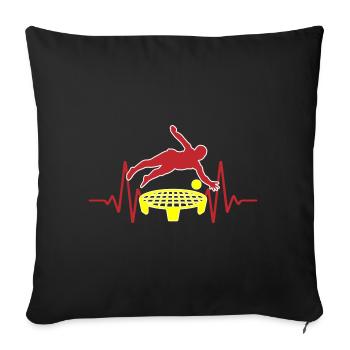 Spikeball Roundnet EKG Herzschlag Farben änderbar - Sofakissenbezug 45 x 45 cm - Schwarz - Vorne