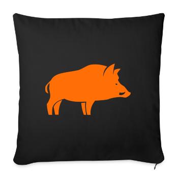 chasse sanglier chasseur - Housse de coussin décorative 45 x 45 cm - noir - Devant