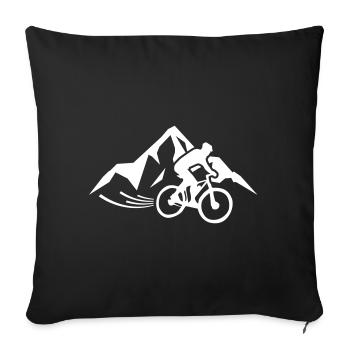 Mountain bike mountain silhouette symbol - Sofa pillowcase 17,3'' x 17,3'' (45 x 45 cm) - black - Front